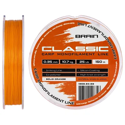 Волосінь Brain Classic Carp Line (solid orange) 150m 0.35mm 25lb 10.7kg