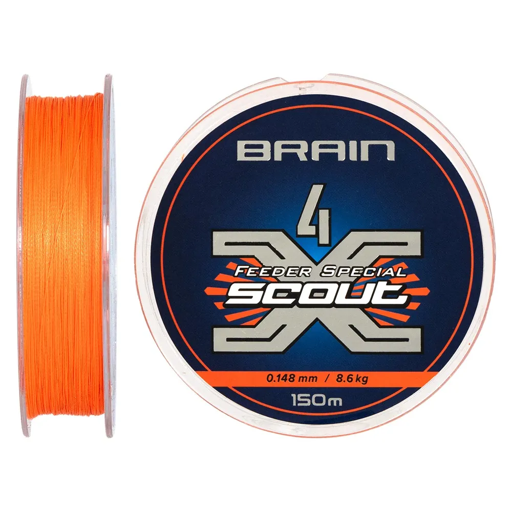 Шнур Brain Scout 4X 150m (fluoro Orange) 0.148mm 8.6kg