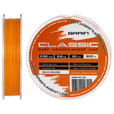 Волосінь Brain Classic Carp Line (solid orange) 300m 0.30mm 20lb 8.8kg
