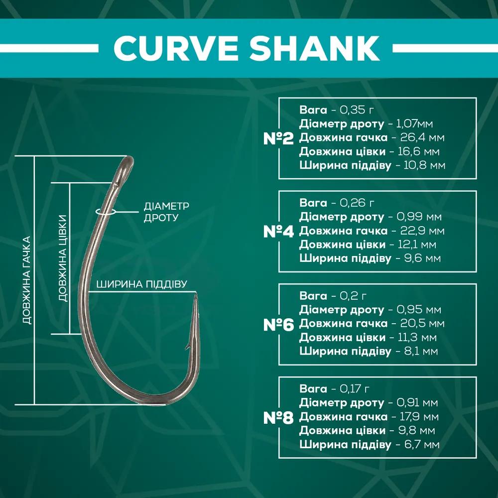 Гачок GC G.Carp Curve Shank TF №4(10шт)